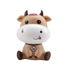 Cute Brown Cow Piggy Bank Unbreakable Vinyl Coin Bank for Kids Birthday Gift Home Decor