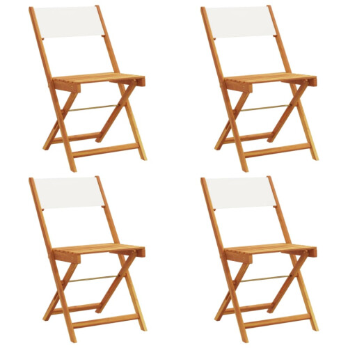 Berkfield Folding Garden Chairs 4 pcs Cream White Fabric and Solid Wood 1