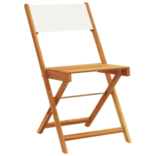 Berkfield Folding Garden Chairs 4 pcs Cream White Fabric and Solid Wood 2