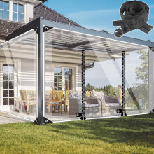 Clear PVC Tarp Curtain Waterproof Heavy Duty Transparent Tarpaulin with Grommets for Patio Pergola Porch