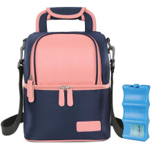 Breastmilk Cooler Bag Backpack, DualLayer Insulated Baby Bottle Storage with Ice Pack, WaterResistant Pink