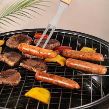 Rostfritt stål 3-delat grillset med handtag - Grillgaffel, spatelklämma