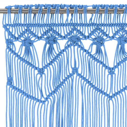Berkfield Macrame Curtain Blue 140x240 cm Cotton 2