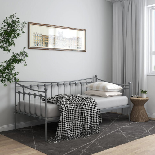 Berkfield Sofa Bed Frame without Mattress Grey Metal 90x200 cm 2