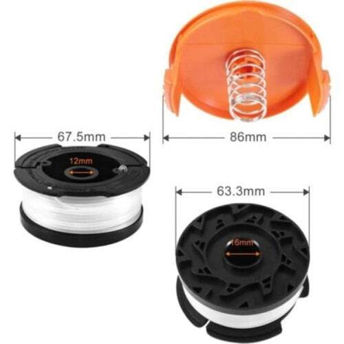 Καρούλι χορτοκοπτικού για χορτοκοπτικά Black & Decker, 8 καρούλια χορτοκοπτικού με 2 1