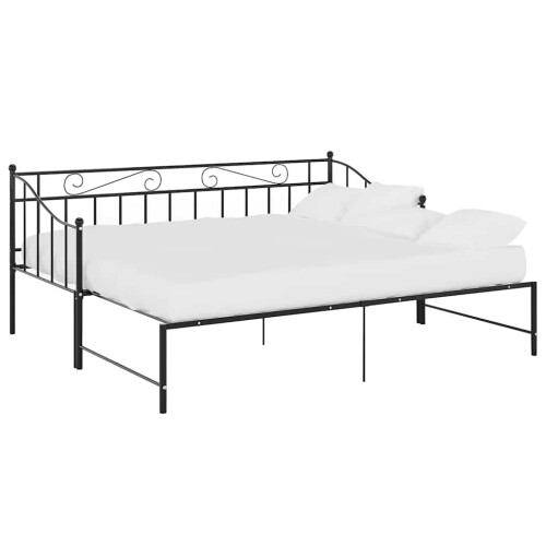 Berkfield Pull-out Sofa Bed Frame without Mattress Black Metal 90x200 cm 1