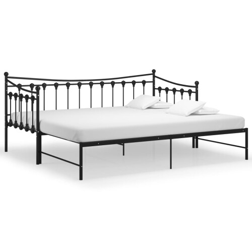 Berkfield Pull-out Sofa Bed Frame without Mattress Black Metal 90x200 cm 1