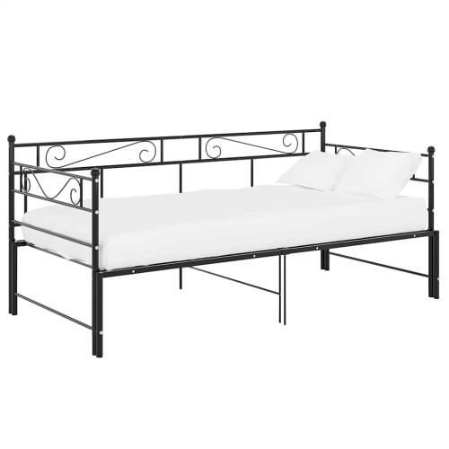 Berkfield Pull-out Sofa Bed Frame without Mattress Black Metal 90x200 cm 1
