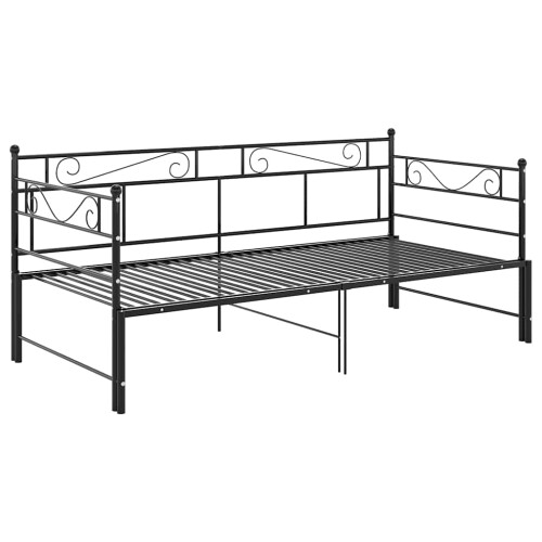 Berkfield Pull-out Sofa Bed Frame without Mattress Black Metal 90x200 cm 2