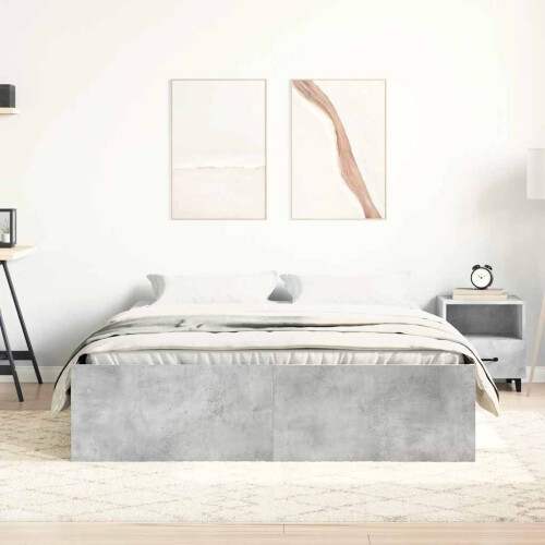 Berkfield Bed Frame without Mattress Concrete Grey 120x190 cm Small Double Small Double 2