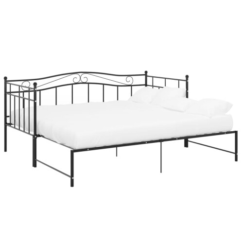 Berkfield Pull-out Sofa Bed Frame without Mattress Black Metal 90x200 cm 1