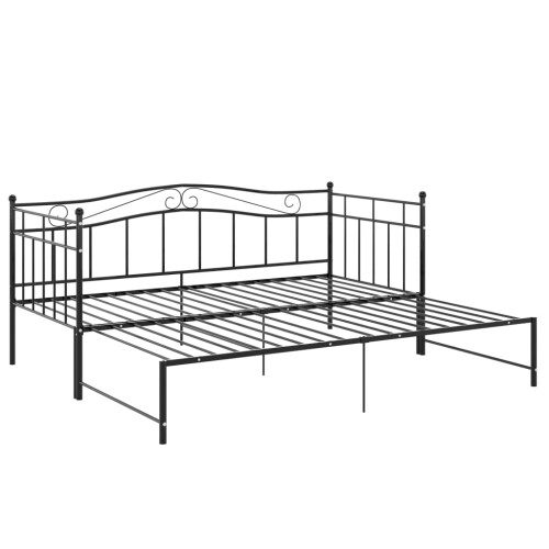 Berkfield Pull-out Sofa Bed Frame without Mattress Black Metal 90x200 cm 2