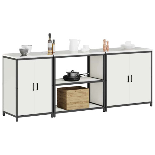 Berkfield Kitchen Storage Set with Shelf Other 3 pcs White Steel 2