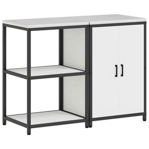 Berkfield Kitchen Storage Set with Shelf 2 pcs White Cold-rolled Steel 1