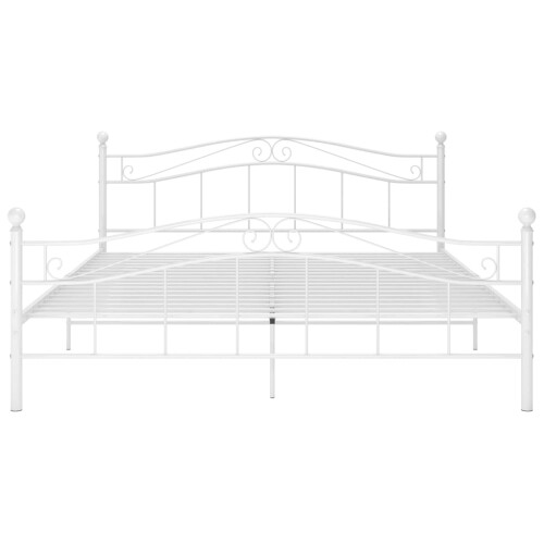 Berkfield Bed Frame without Mattress White Metal 200x200 cm 2