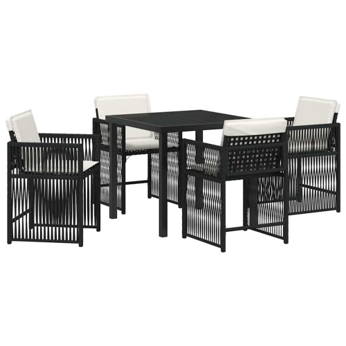 Berkfield Garden Dining Set 5 pcs Black Poly Rattan 1