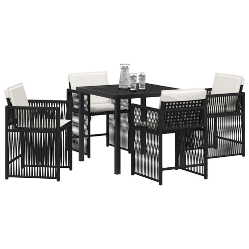 Berkfield Garden Dining Set 5 pcs Black Poly Rattan 2