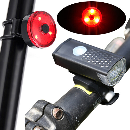 Sykkellys med LED-lys, USB-oppladbart, vanntett, frontlys og baklys 2