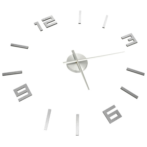 Berkfield 3D Wall Clock Modern Design Silver 100 cm XXL 2