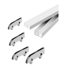 Heavy Duty Sliding Glass Door Track Kit, Silent Smooth Hung Double Rail for 5mm Acrylic Doors 160cm