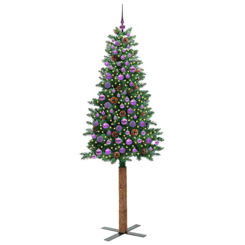 Berkfield Slim Christmas Tree Green 210 cm PVC and Solid Pine wood 2