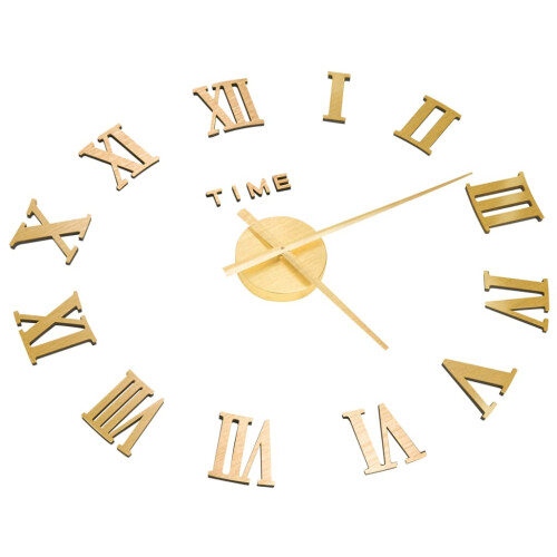 Berkfield 3D Wall Clock Modern Design Gold 100 cm XXL 2