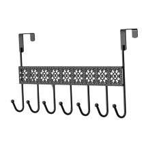 Over Door Hook Rack SpaceSaving Vertical Iron Towel Hanger for Bathroom Bedroom Kitchen Black