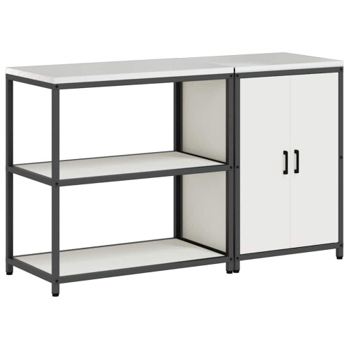 Berkfield Kitchen Storage Set with Shelf 2 pcs White Cold-rolled Steel 1