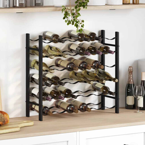 Berkfield Wine Rack for 36 Bottles Black Iron 2