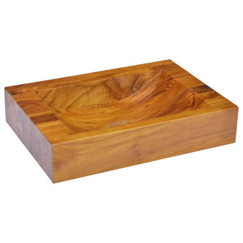 Berkfield Basin Solid Teak Wood 50x35x10 cm 2
