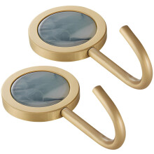 2Pack Adhesive Brass Wall Hooks NoDrill Installation Vintage Metal Coat Hooks for Home and Office