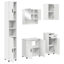 Berkfield Bathroom Furniture Set 5 pcs White Engineered wood & Metal