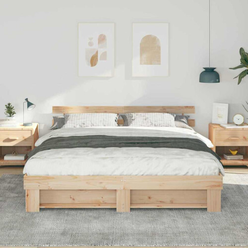 Berkfield Bed Frame with Headboard Brown 180 x 200 cm Solid Pine Wood 2