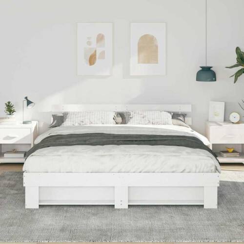Berkfield Bed Frame with Headboard White 180 x 200 cm Solid Pine Wood 2
