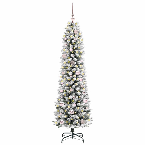 Berkfield Artificial Christmas Tree with 150 LEDs with Stand White 150 cm 2