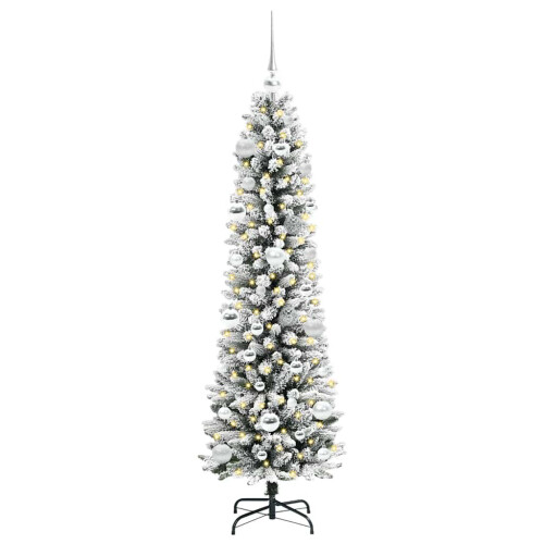 Berkfield Artificial Christmas Tree with 150 LEDs with Stand White 150 cm 2