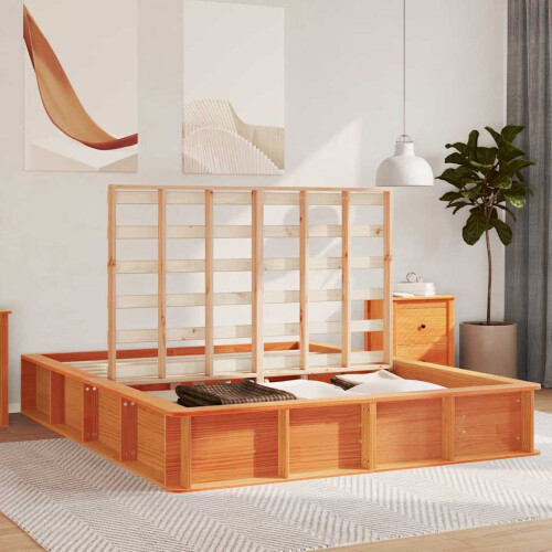 Berkfield Bed Frame Wax Brown 150 x 200 cm Solid Pine Wood 2