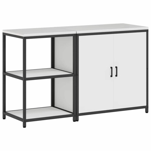 Berkfield Kitchen Storage Set with Shelf 2 pcs White Cold-rolled Steel 1