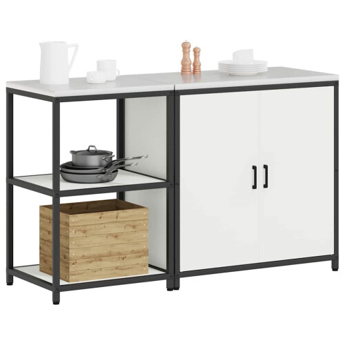 Berkfield Kitchen Storage Set with Shelf 2 pcs White Cold-rolled Steel 2