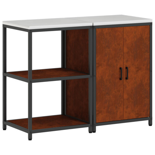 Berkfield Kitchen Storage Set with Shelf 2 pcs Rusty Weathering Steel 1
