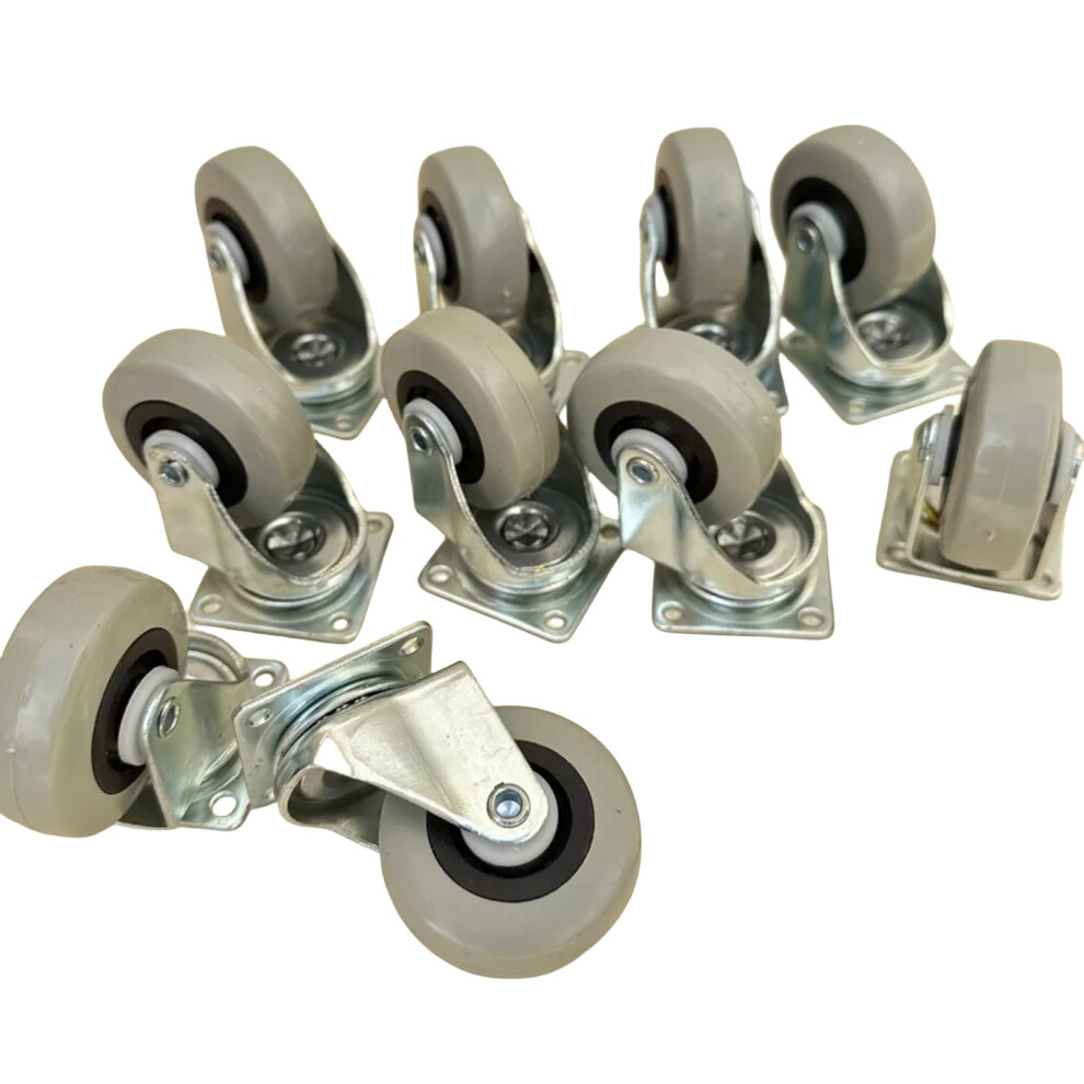 12Pack 2 Inch Heavy Duty Caster Wheels With Brakes, Polyurethane Swivel Casters For Carts, Quiet Rolling Industrial Wheels 9351714798303
