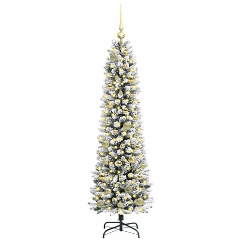 Berkfield Artificial Christmas Tree with 150 LEDs with Stand White 150 cm 2