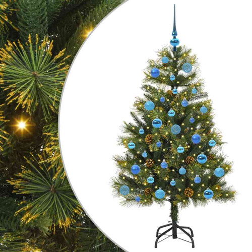 Berkfield Artificial Hinged Christmas Tree with Cones Green 150 cm 1