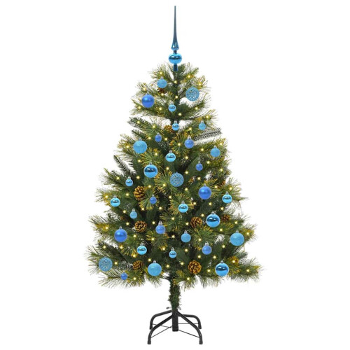 Berkfield Artificial Hinged Christmas Tree with Cones Green 150 cm 2