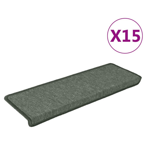 Berkfield Stair Mats 15 pcs 65x21x4 cm Dark Green Rectangular Edge 1