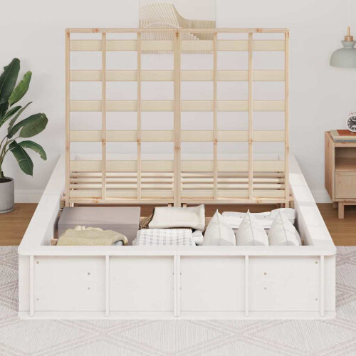 Berkfield Bed Frame White 120 x 190 cm Solid Pine Wood 2