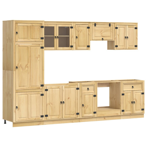 Berkfield Cabinet with Drawer SKI 9 pcs Honey Brown Solid Pine Wood 1