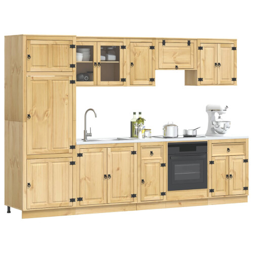 Berkfield Cabinet with Drawer SKI 9 pcs Honey Brown Solid Pine Wood 2