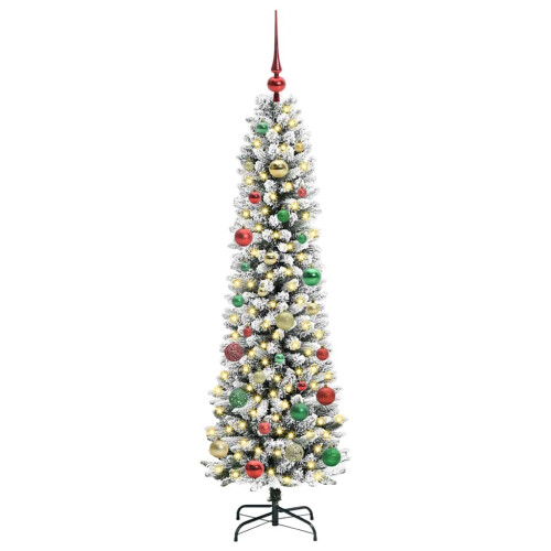 Berkfield Artificial Christmas Tree with 150 LEDs with Stand White 150 cm 2