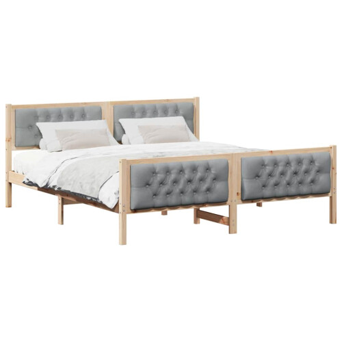 Berkfield Bed Frame Light Grey 180 x 200 cm Solid Pine Wood 2